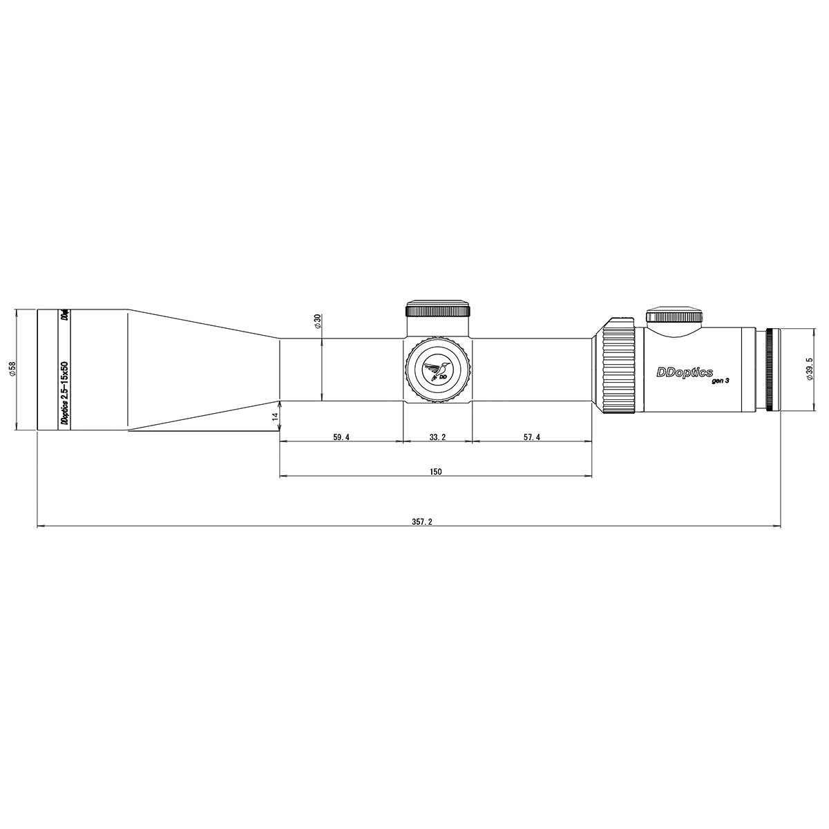 DDoptics Zielfernrohr | Nighteagle V6 2,5-15x50 | Gen3 | MRAD | A4N