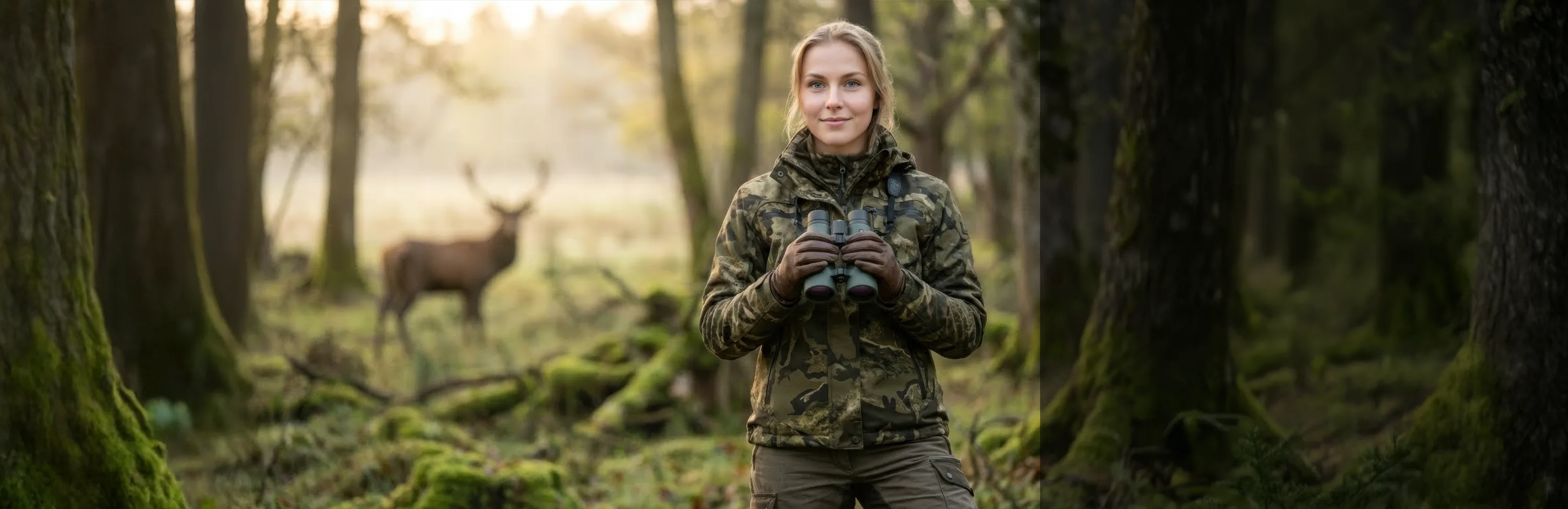 Jägerin mit DDoptics Nighteagle Ergo Serie – Ultra leichte Nachtjagdferngläser