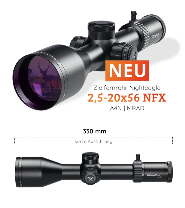 Product launch of the DDoptics Tactical NFX 5-30x50 rifle scope at the IWA Outdoor Classics trade fair