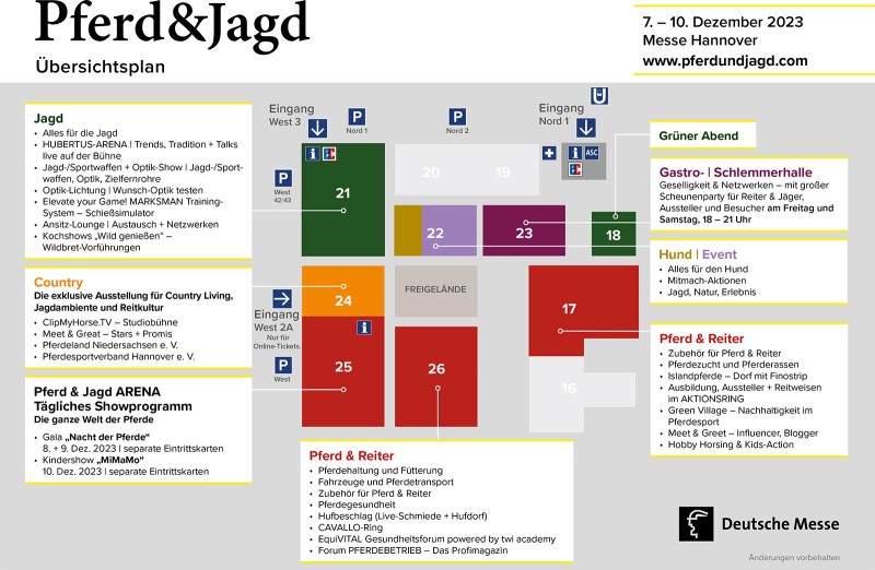 Lageplan zur Messe Pferd und Jagd 2023 - Hannover Messe