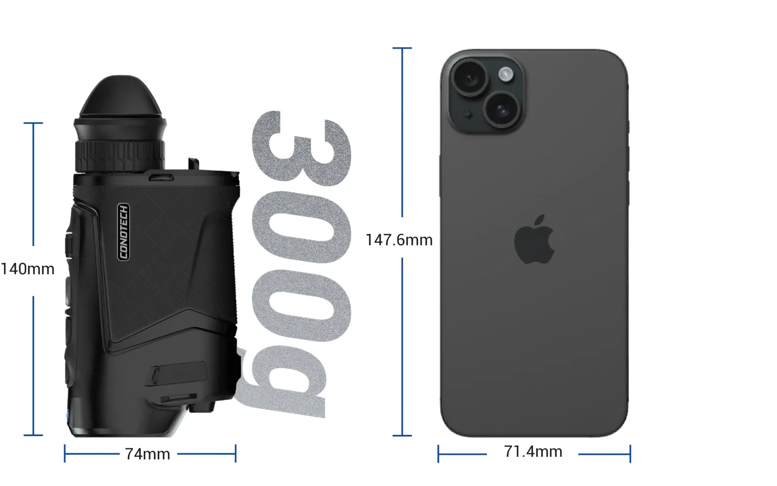 Kompaktes Wärmebildgerät im Vergleich zum Smartphone